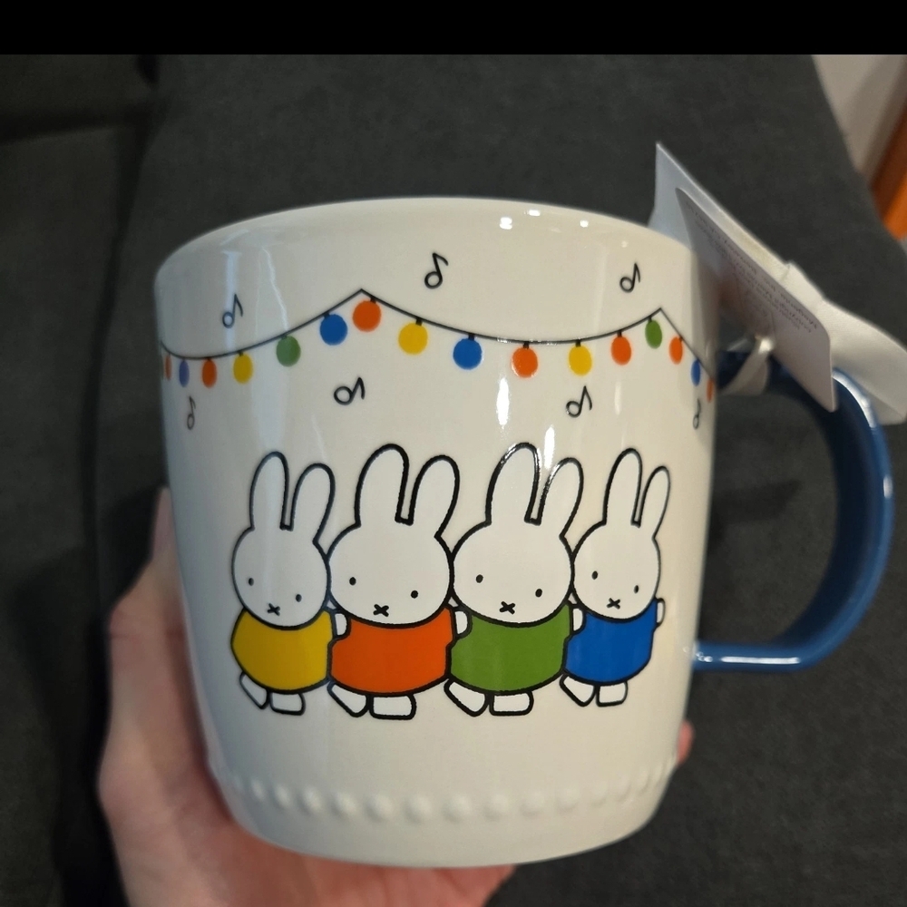 Colorful Bunny Mug with Blue Handle